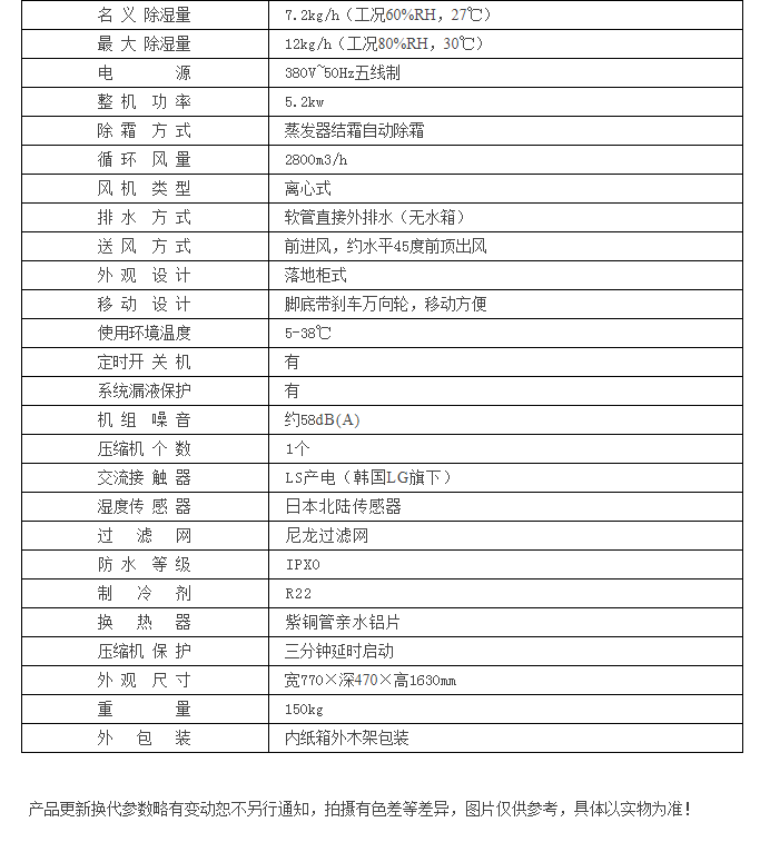HJ-8288H水果蔬菜保鲜仓库除湿机参数表 HJ-8288H水果蔬菜保鲜仓库除湿机参数表